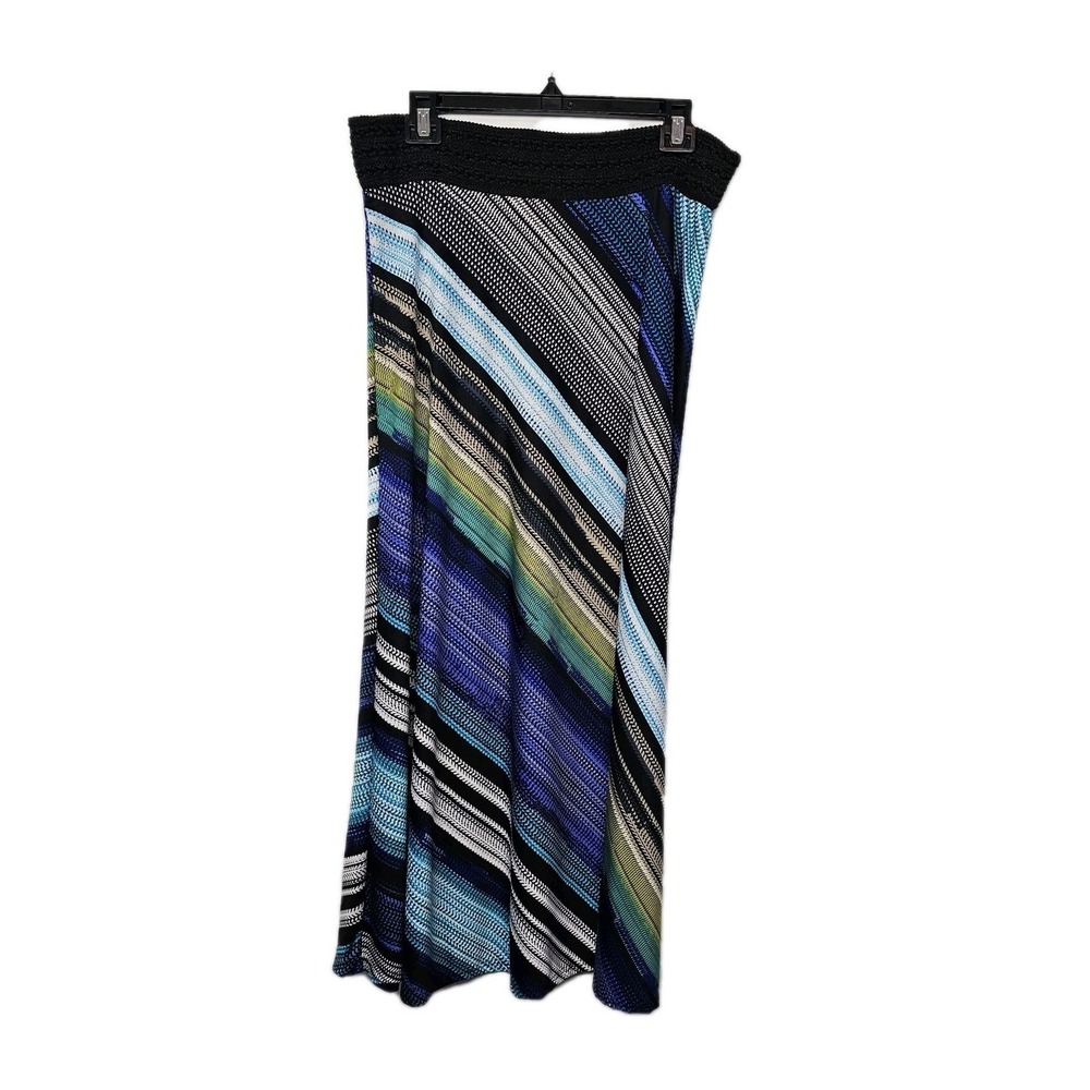 Sunny Leigh Womens Medium‎ Maxi Skirt A Symmetrical Striped Multicolor EUC